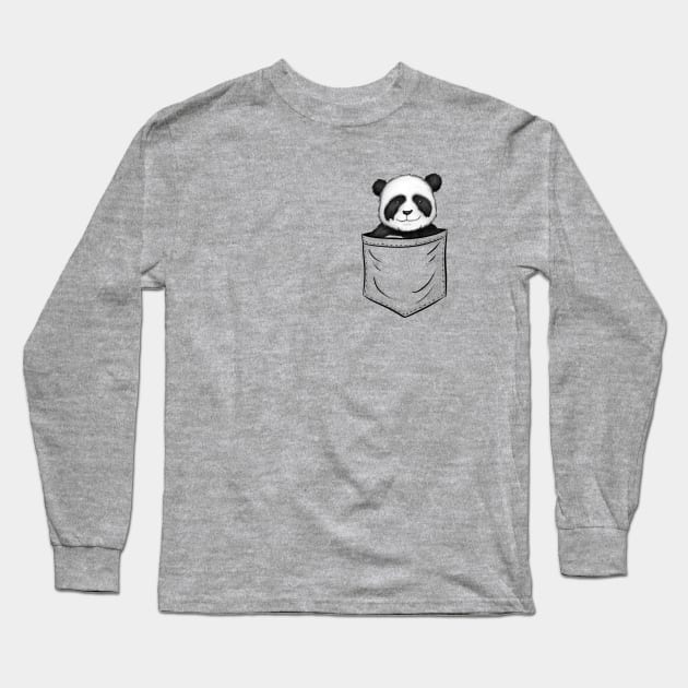 For Panda Lovers Cute Panda Bear In Pocket Long Sleeve T-Shirt by SkizzenMonster